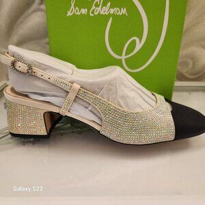 Sam Edelman "Tarra Glitz" Black/Ivory Heels. NIB. Size 6